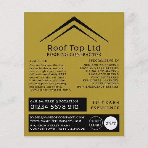 Stylish Roof Roofer Roofing Contractor Advert Flyer