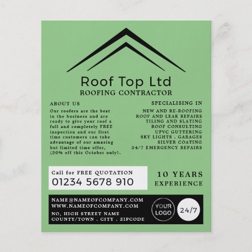 Stylish Roof Roofer Roofing Contractor Advert Flyer