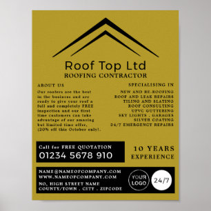 Stylish Roof, Roofer, Roofing Contractor Advert Poster
