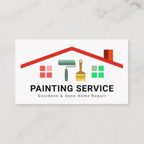 Stylish Rooftop Building Frame Paint Brush Business Card