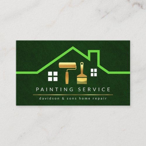 Stylish Rooftop Building Gold Brushes Business Card