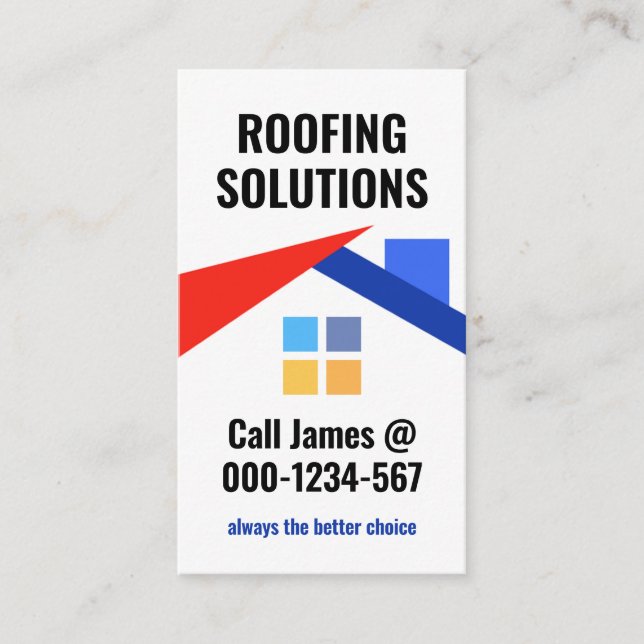 Stylish Rooftop Building Roofer Business Card (Front)