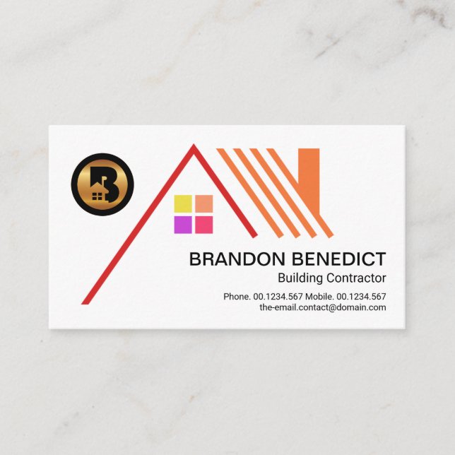 Stylish Rooftop Design Construction Roofing Business Card (Front)