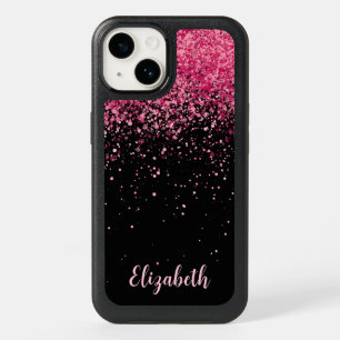 Stylish Rose Black Glitter OtterBox iPhone 14 Case