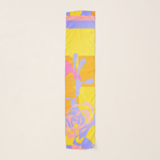 Stylish Rose Blue Yellow Flowery Design Scarf