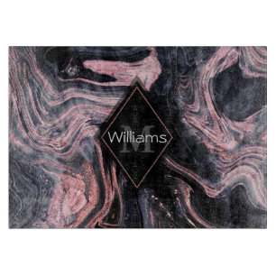 Stylish rose gold abstract marbleized design cutting board