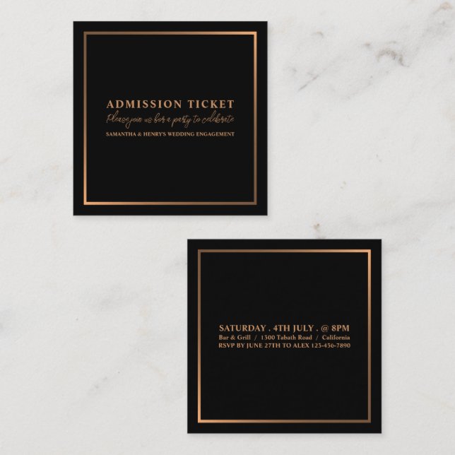 Stylish Rose Gold & Black, Admission Ticket (Front/Back)