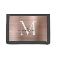 Stylish Rose Gold Brushed Metal Monogram Script