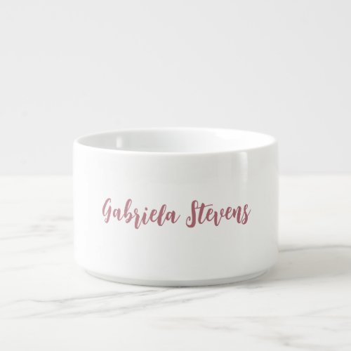 Stylish Rose Gold Calligraphy Name White Bowl