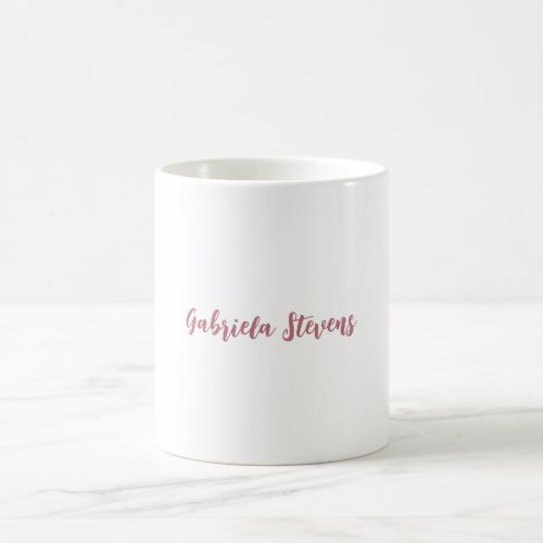 Stylish Rose Gold Calligraphy Name White Coffee Mug