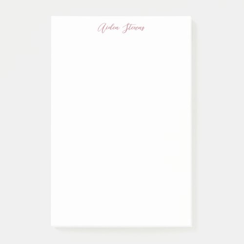 Stylish Rose Gold Calligraphy Name White Post_it Notes