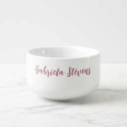 Stylish Rose Gold Calligraphy Name White Soup Mug