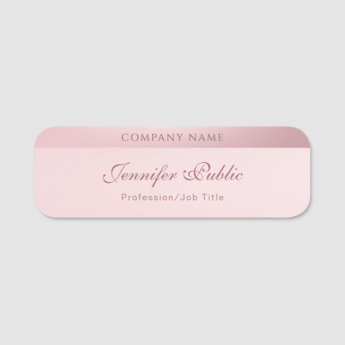 Stylish Rose Gold Calligraphy Script Name Template Name Tag