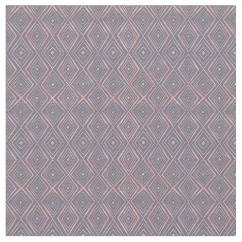 Stylish Rose Gold Diamond Shapes Doodles Gray Fabric