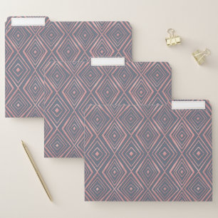 Stylish Rose Gold Diamond Shapes Doodles Gray File Folder