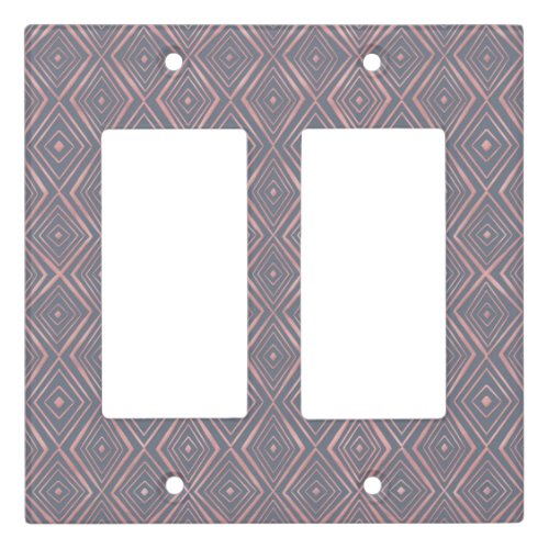 Stylish Rose Gold Diamond Shapes Doodles Gray Light Switch Cover