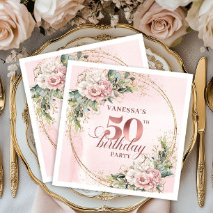 Stylish Rose Gold Dusty Pink 50th Birthday Party  Napkins