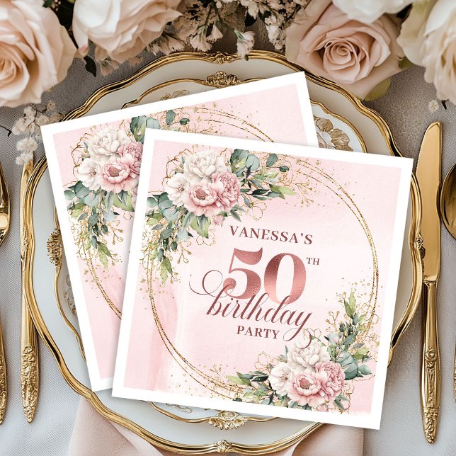 Stylish Rose Gold Dusty Pink 50th Birthday Party  Napkins (Stylish Rose Gold Dusty Pink 50th Birthday Party Napkins

)