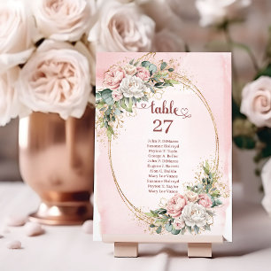 Stylish Rose Gold Flowers Wedding Table Number