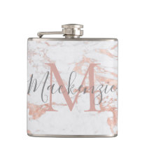 Stylish Rose Gold Foil Marble Monogram Flask Stylish Rose Gold Foil Marble Monogram Flask