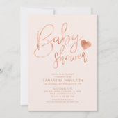 Stylish Rose Gold Foil Pink Blush Baby Shower Invitation (Front)