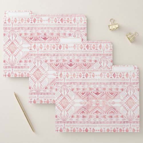 Stylish Rose Gold Geometric Tribal Aztec Pattern File Folder