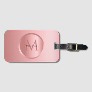 Stylish Rose Gold Girly Monogram Trendy Template Luggage Tag