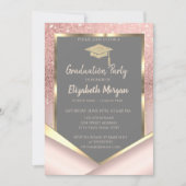 Stylish Rose Gold Glitter  Diamonds Graduation Invitation (Front)