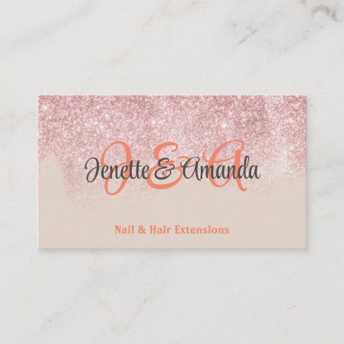 Stylish Rose Gold Glitter Makeup Artist Hair Salon Business Card