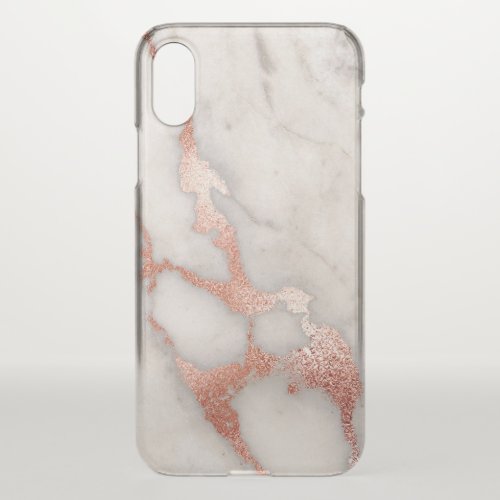 Stylish Rose Gold Glitter Marble iPhone X Case