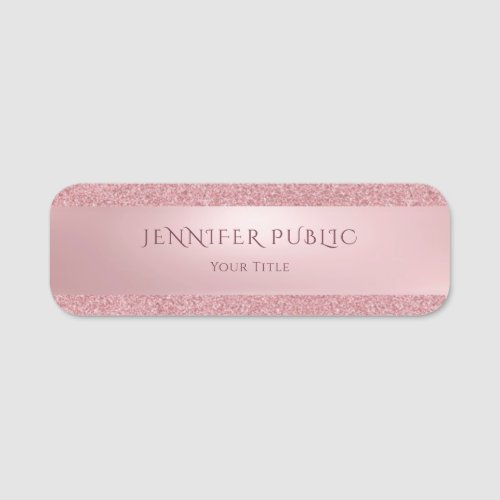 Stylish Rose Gold Glitter Modern Template Elegant Name Tag
