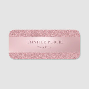 Stylish Rose Gold Glitter Modern Template Elegant Name Tag