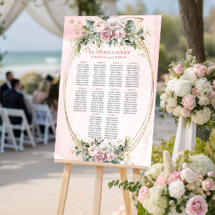 Stylish Rose Gold Greenery Wedding Seating Chart Foam Board