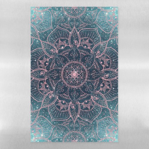 Stylish Rose Gold Mandala Blue Nebula Stars Magnetic Dry Erase Sheet