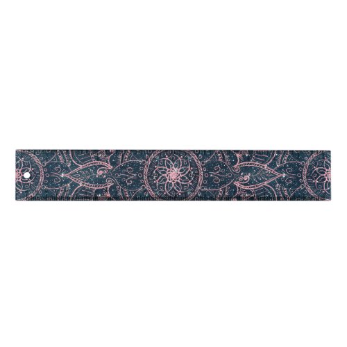 Stylish Rose Gold Mandala Blue Nebula Stars Ruler