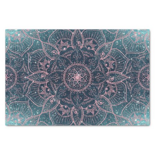 Stylish Rose Gold Mandala Blue Nebula Stars Tissue Paper