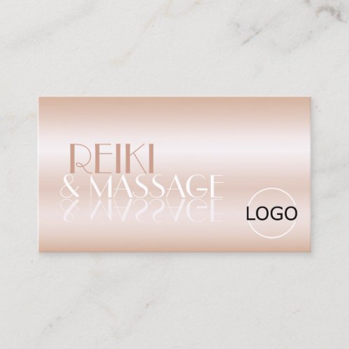 Stylish Rose Gold Mirror Font with Logo Luxury Business Card