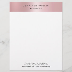 Stylish Rose Gold Modern Cute Design Template Letterhead