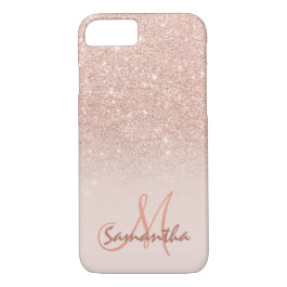 Stylish rose gold ombre pink block personalized iPhone 7 case