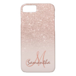 Stylish rose gold ombre pink block personalized iPhone 8/7 case