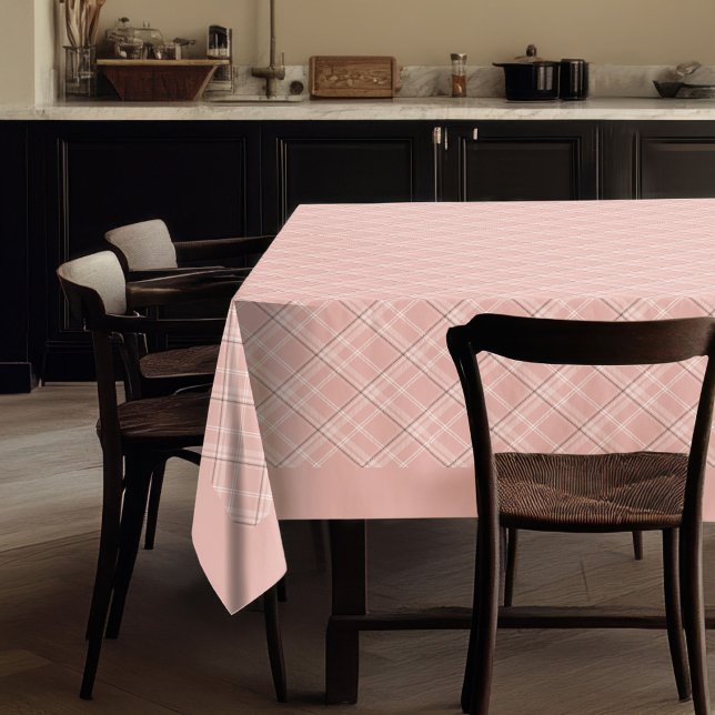 Stylish Rose Gold Plaid Tablecloth for Dining (Stylish Rose Gold Plaid Tablecloth for Dining)