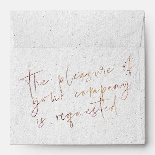 STYLISH ROSE GOLD SCRIPT Simple Modern Typography Envelope (Back (Top Flap))