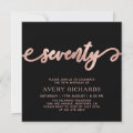 Stylish Rose Gold Seventy Script 70th Birthday Invitation | Zazzle