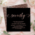 Stylish Rose Gold Seventy Script 70th Birthday Invitation | Zazzle