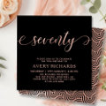 Stylish Rose Gold Seventy Script 70th Birthday Invitation | Zazzle