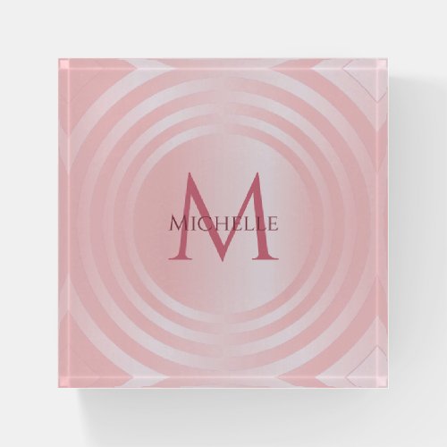 Stylish Rose Gold Template Trendy Girly Monogram Paperweight