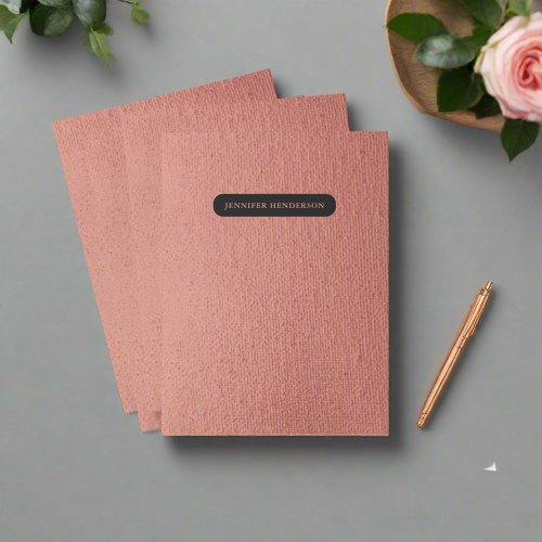 Stylish Rose Gold Texture Monogrammed Professional Pocket Folder