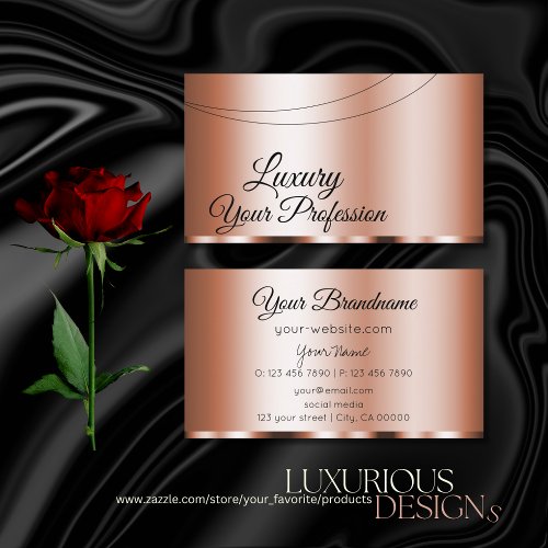 Stylish Rose Golden Glamorous Modern and Simple Business Card