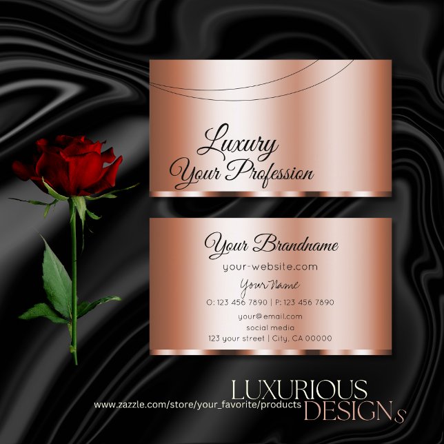 Stylish Rose Golden Glamorous Modern and Simple Business Card (Creator Uploaded)