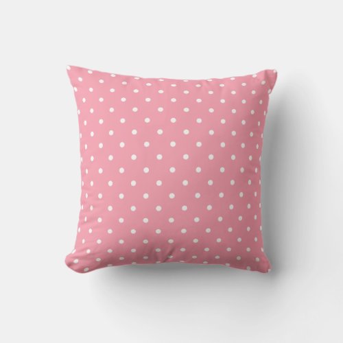 Stylish Rose Pink White Polka Dot Trendy Template Throw Pillow